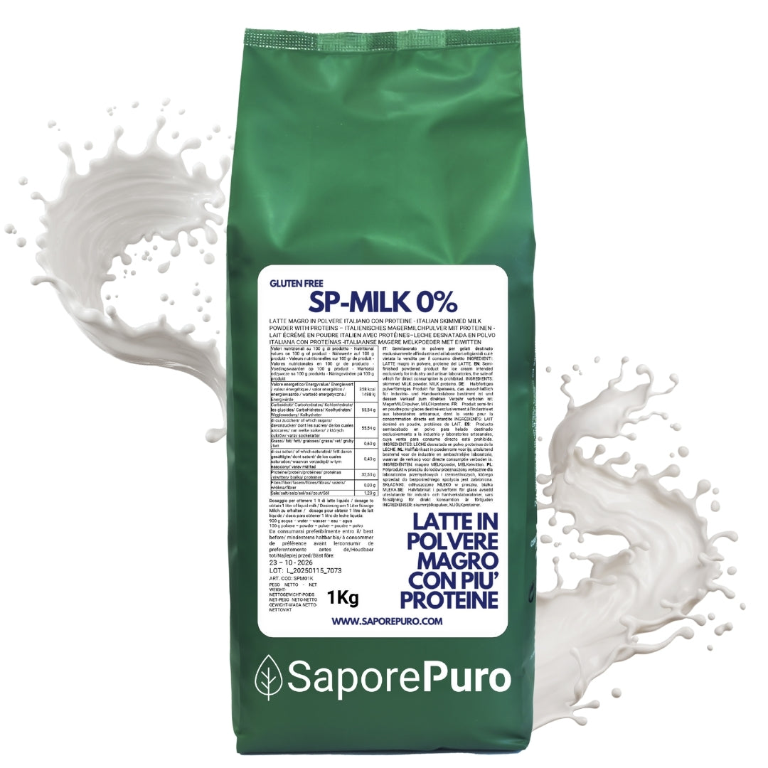 Skimmed Milk Powder processed in Italy with more Protein - substitute for classic Milk Powder for Ice Cream, Pastry and other uses - SP MILK - SaporePuro
